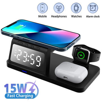 Wireless Charger Fast Charging Station 3 in 1 Wireless Charger Watch Phone Holder Mobile Phone Chargers Bedroom Desk Smartwatch